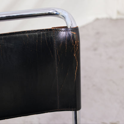 Thonet MR10 Chairs – Black Leather & Chrome