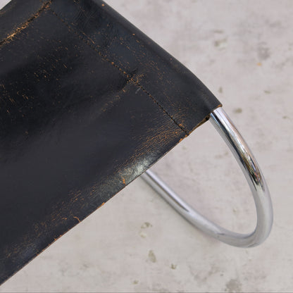 Thonet MR10 Chairs – Black Leather & Chrome