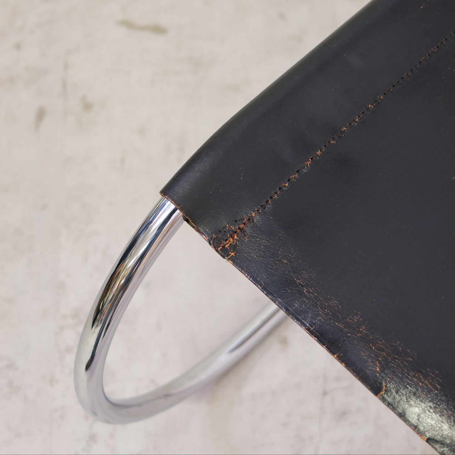 Thonet MR10 Chairs – Black Leather & Chrome