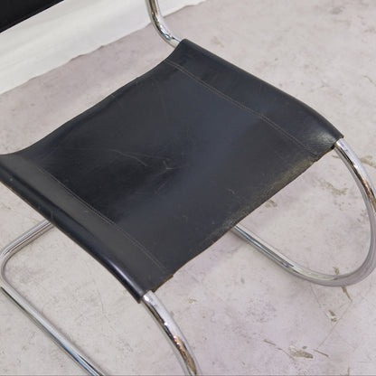 Thonet MR10 Chairs – Black Leather & Chrome