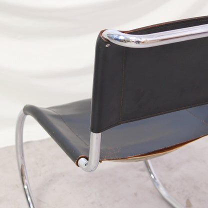 Thonet MR10 Chairs – Black Leather & Chrome