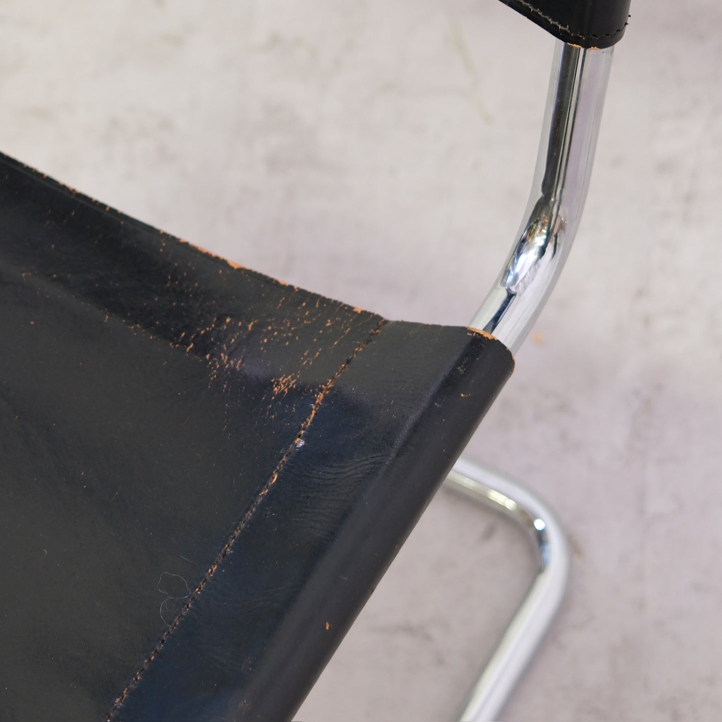 Thonet MR10 Chairs – Black Leather & Chrome