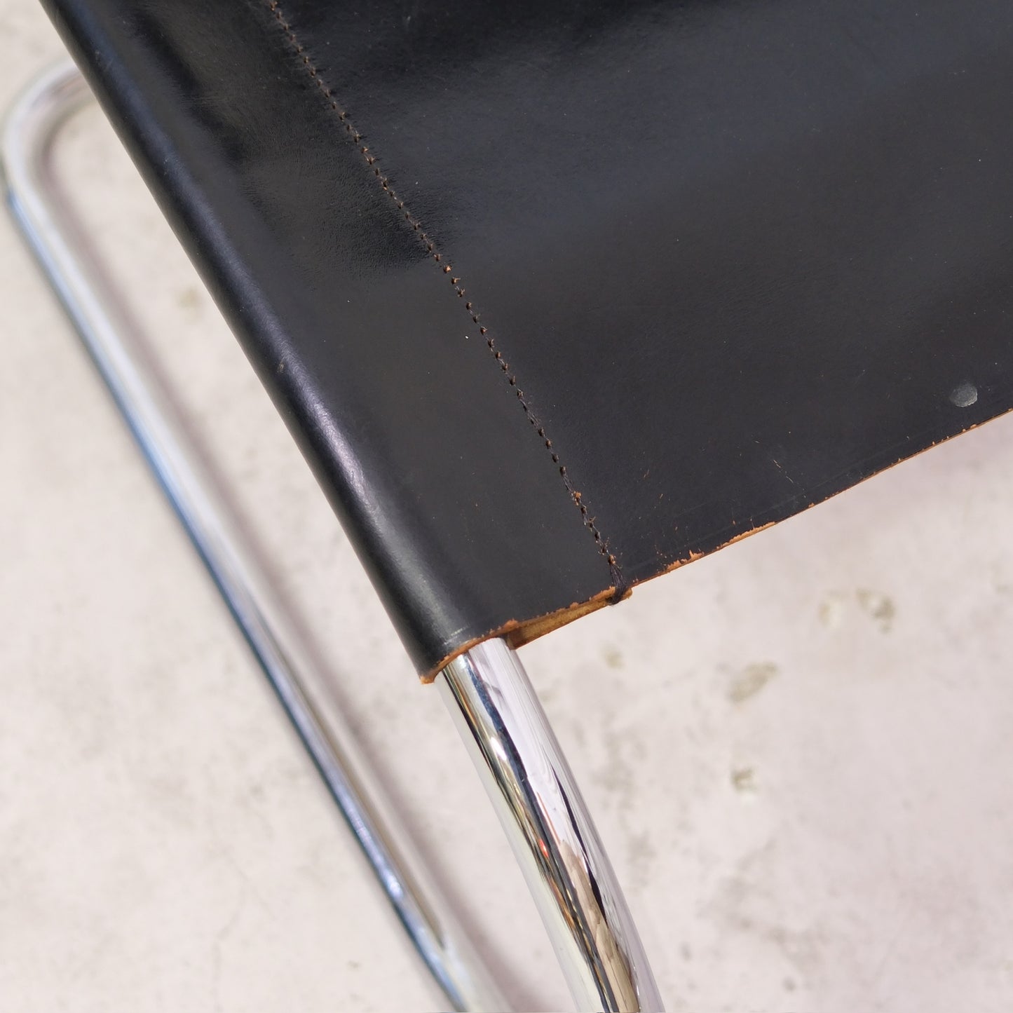 Thonet MR10 Chairs – Black Leather & Chrome