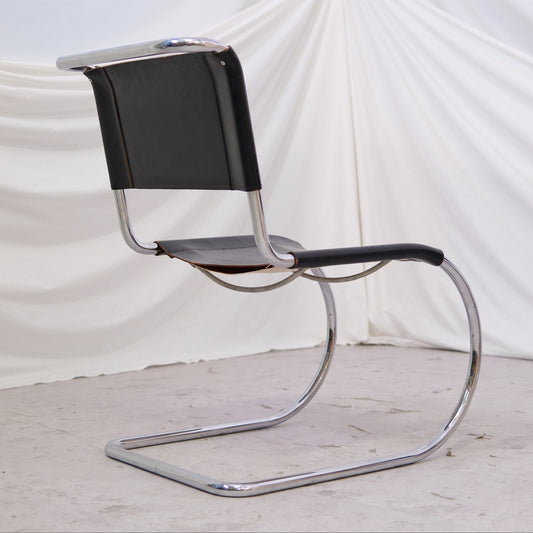 Thonet MR10 Chairs – Black Leather & Chrome