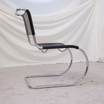 Thonet MR10 Chairs – Black Leather & Chrome