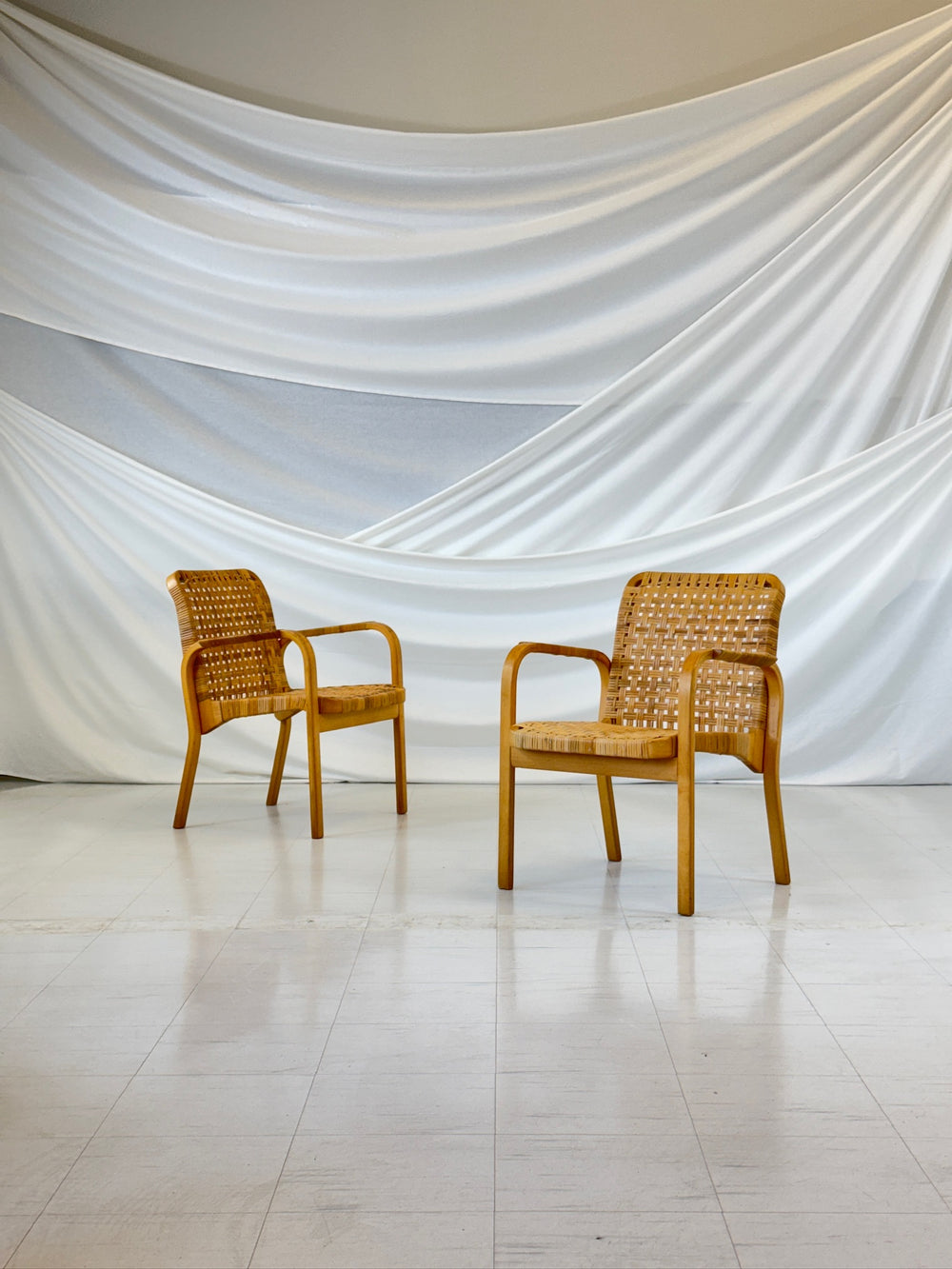 Alvar Aalto Artek 45 Chair with Rattan