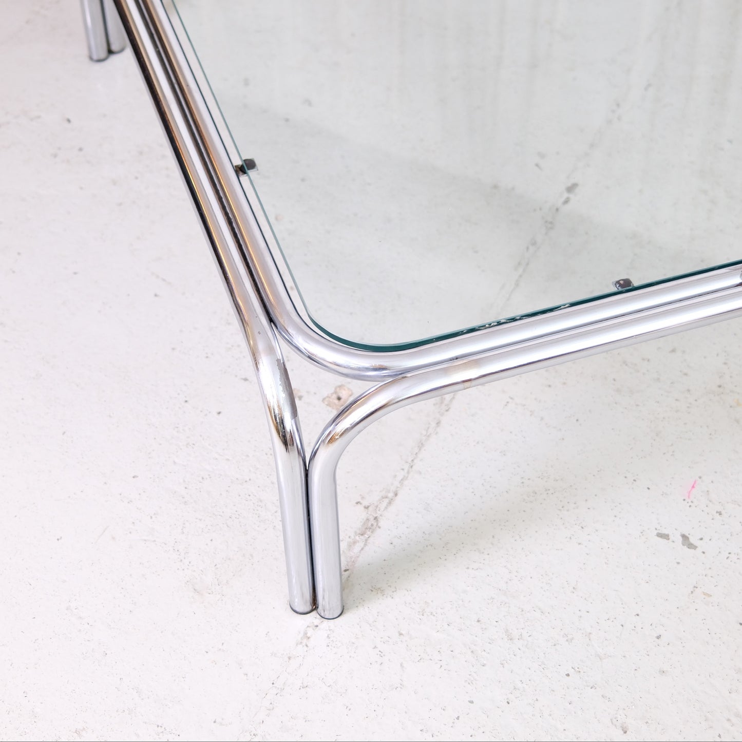 Vintage Italian Chrome and Glass Coffee Table