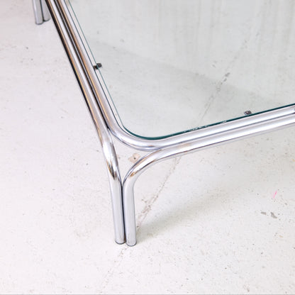 Vintage Italian Chrome and Glass Coffee Table