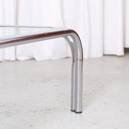 Vintage Italian Chrome and Glass Coffee Table