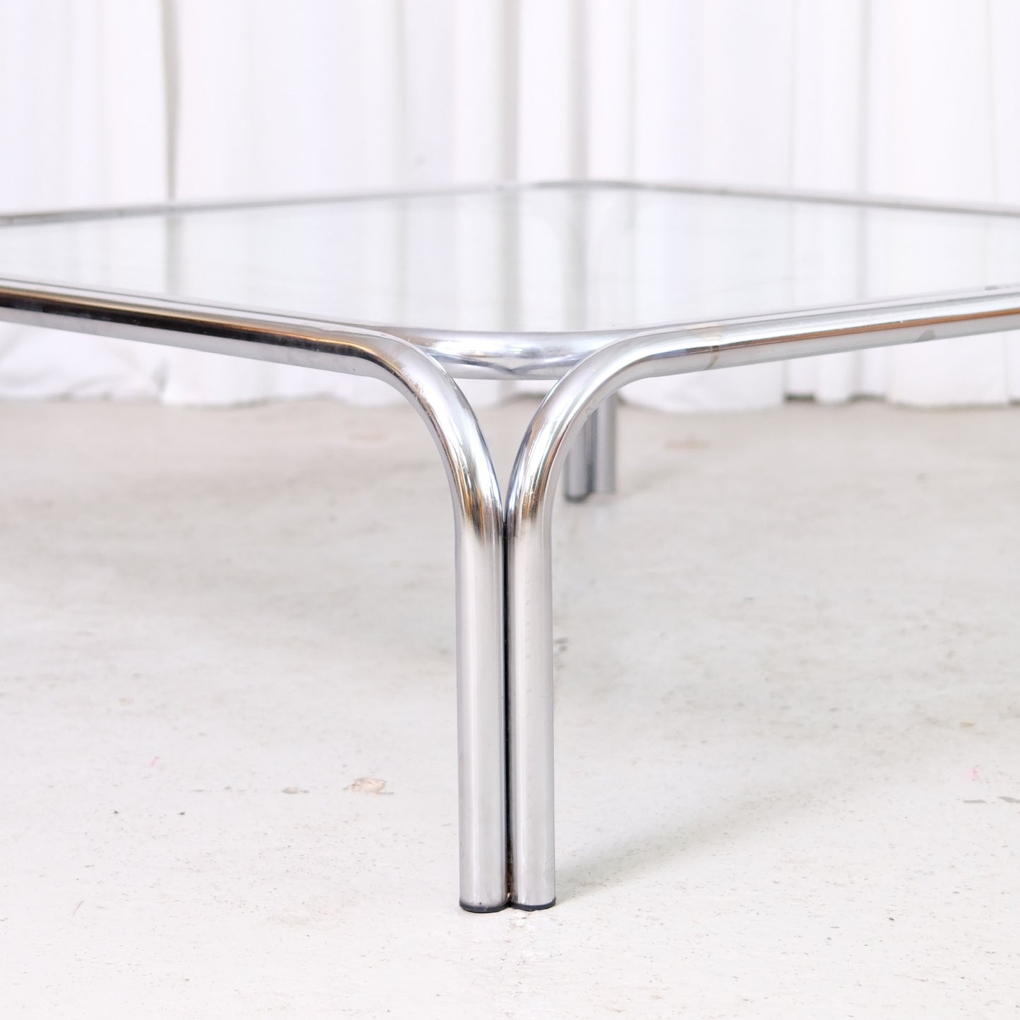 Vintage Italian Chrome and Glass Coffee Table