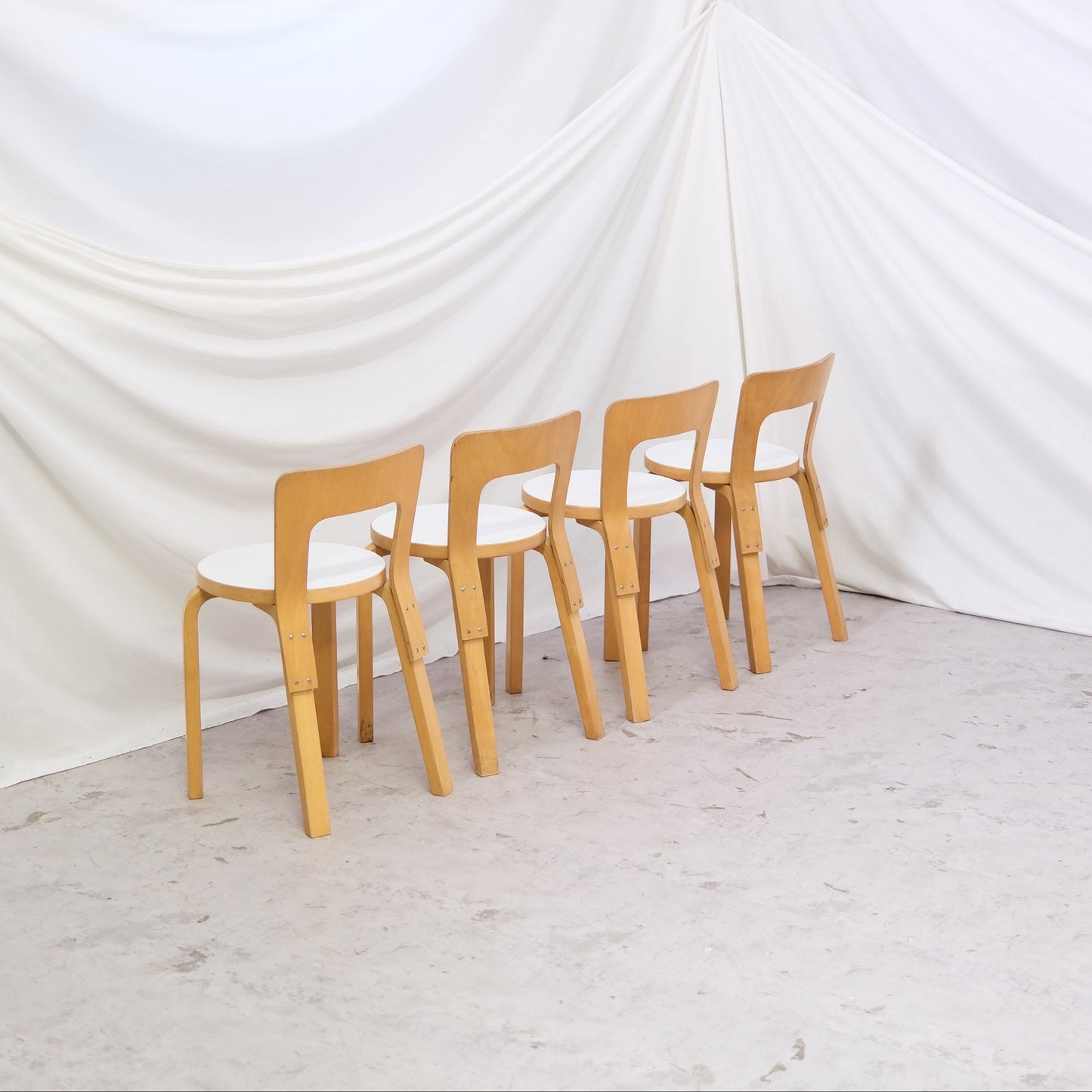 Artek 65 Chairs, White Laminate