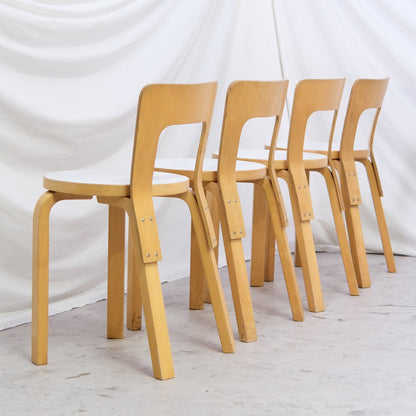 Artek 65 Chairs, White Laminate
