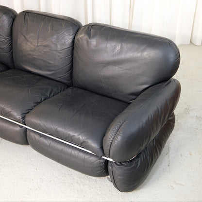 Isku Hannibal Sofa by Kurt Hvitsjö in Black Leather