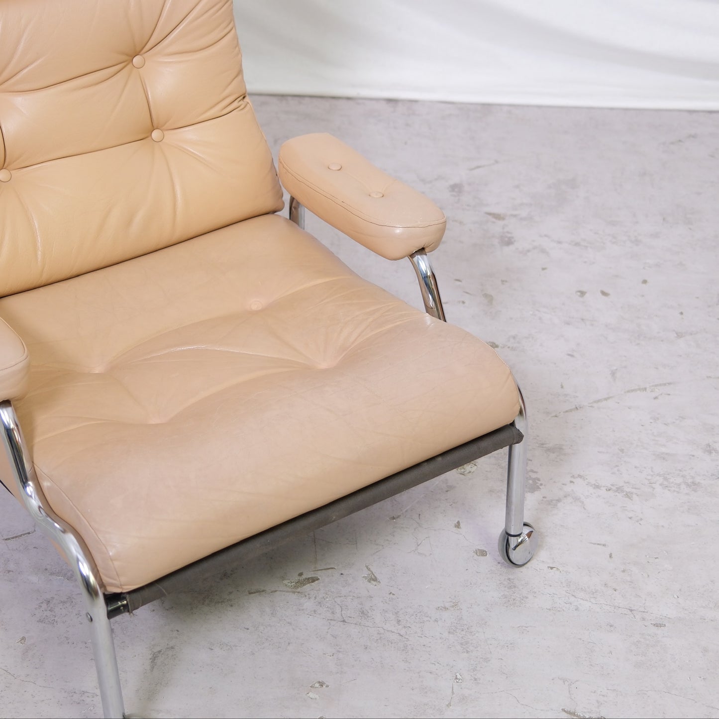 Vintage Danish Armchair Beige Leather