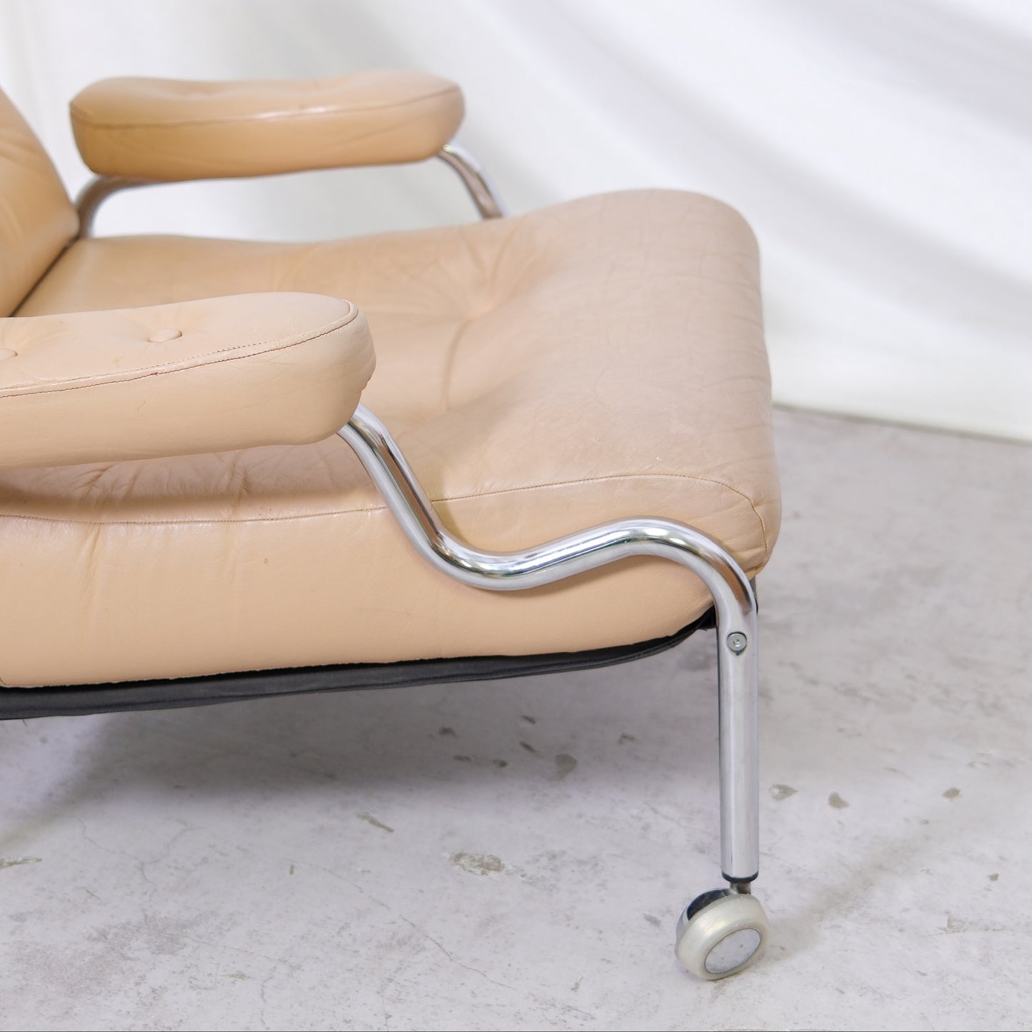 Vintage Danish Armchair Beige Leather