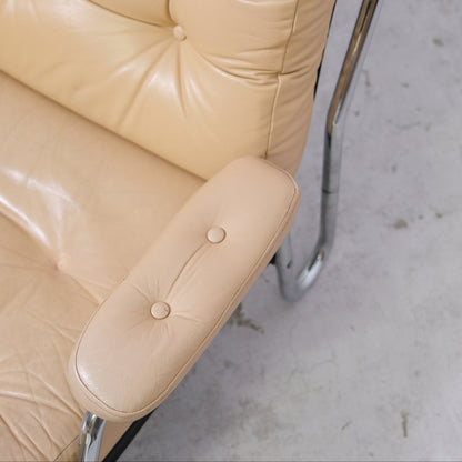 Vintage Danish Armchair Beige Leather