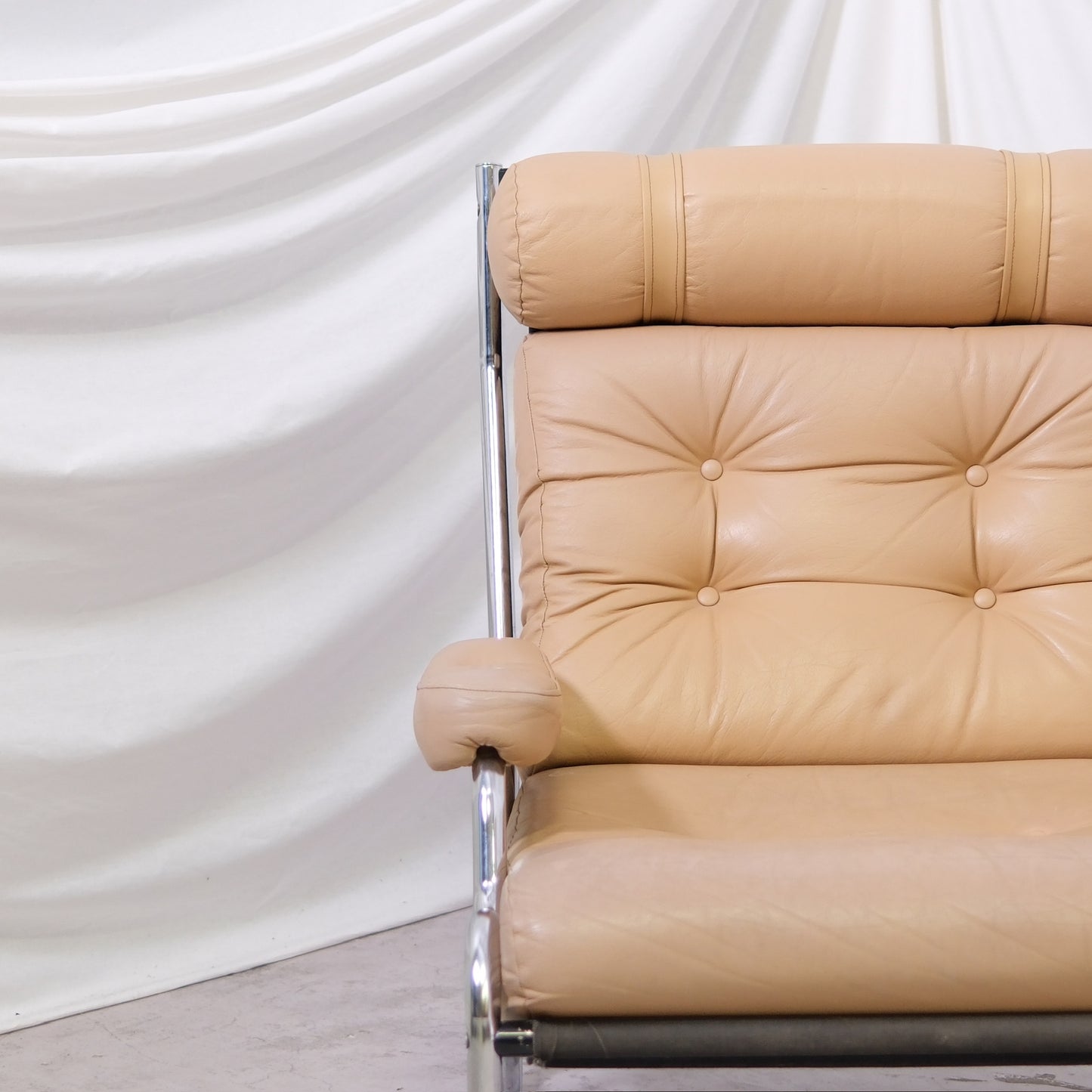 Vintage Danish Armchair Beige Leather