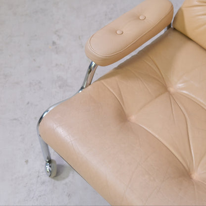 Vintage Danish Armchair Beige Leather