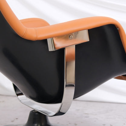 Yrjo Kukkapuro Karuselli Chair and Swivel Ottoman - Cognac Leather