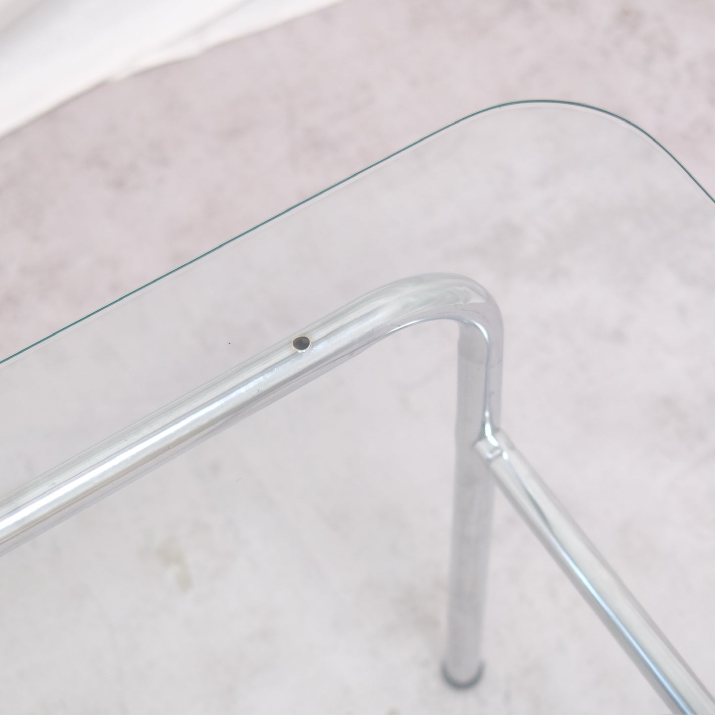Vintage Glass Coffee Table with Chrome Frame 128 x 63 cm