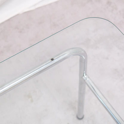 Vintage Glass Coffee Table with Chrome Frame 128 x 63 cm