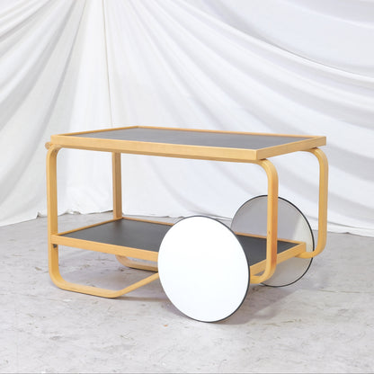 Alvar Aalto 901 Tea Trolley in Black Linoleum