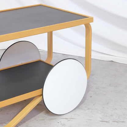 Alvar Aalto 901 Tea Trolley in Black Linoleum