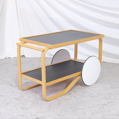 Alvar Aalto 901 Tea Trolley in Black Linoleum