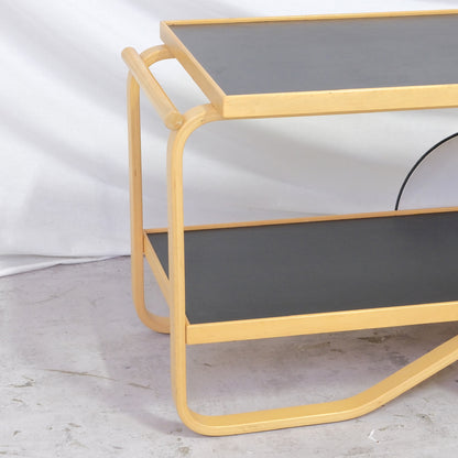 Alvar Aalto 901 Tea Trolley in Black Linoleum