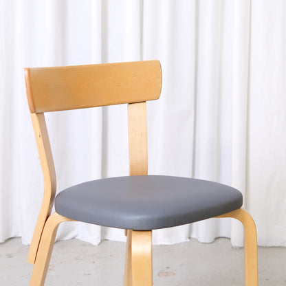 Artek Chair 69 with Grey Upholstery by Alvar Aalto