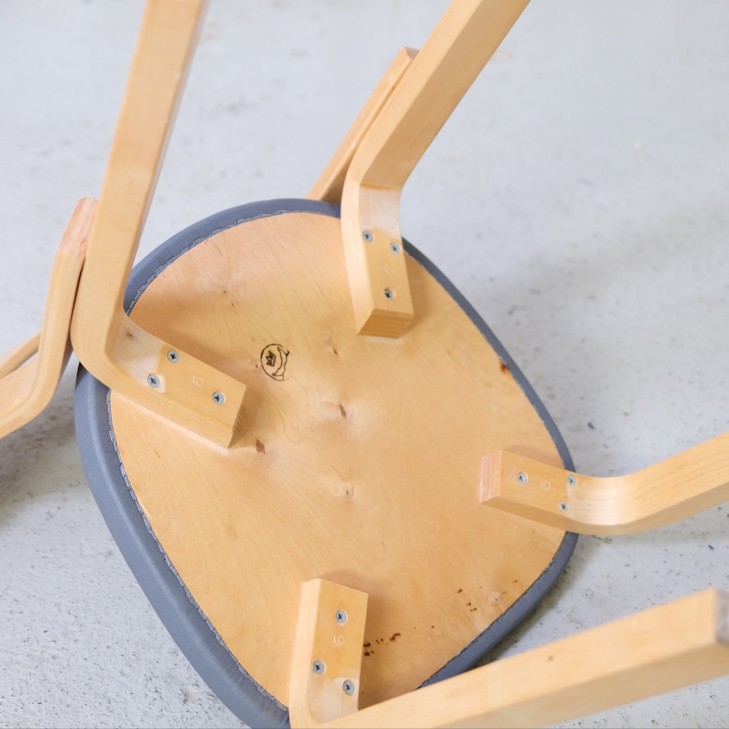 Artek Chair 69 with Grey Upholstery by Alvar Aalto