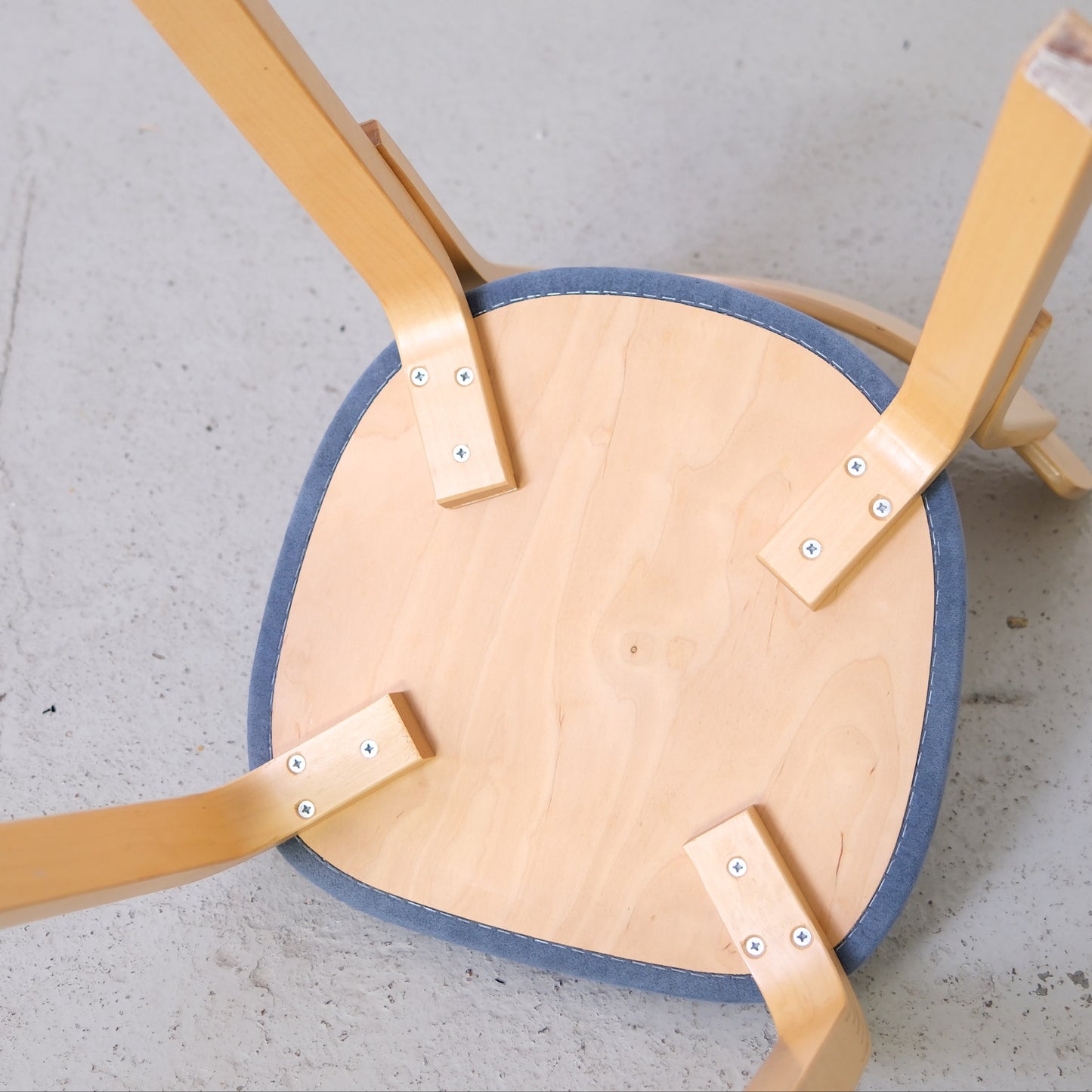 Artek Chair 69 with Blue Alcantara Upholstery by Alvar Aalto