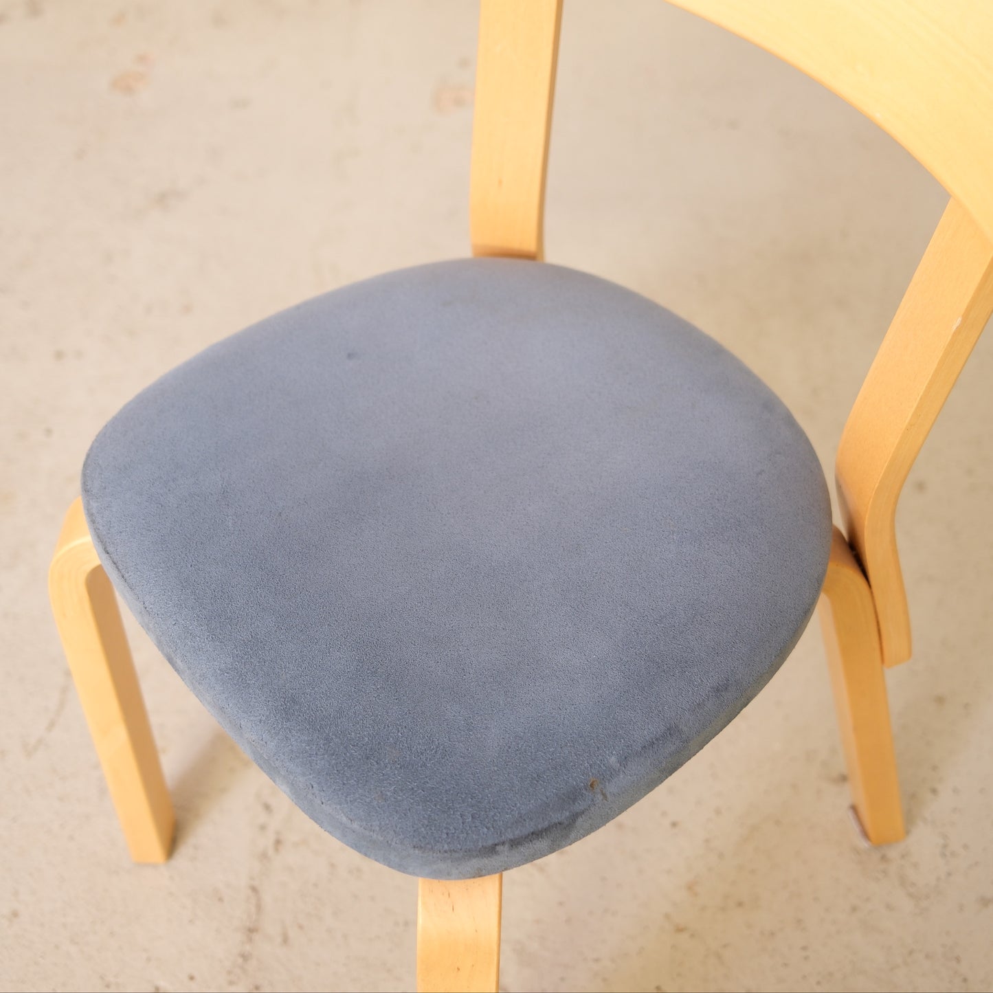 Artek Chair 69 with Blue Alcantara Upholstery by Alvar Aalto