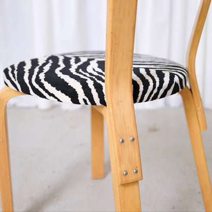 Artek Chair 69 with Zebra Upholstery by Alvar Aalto
