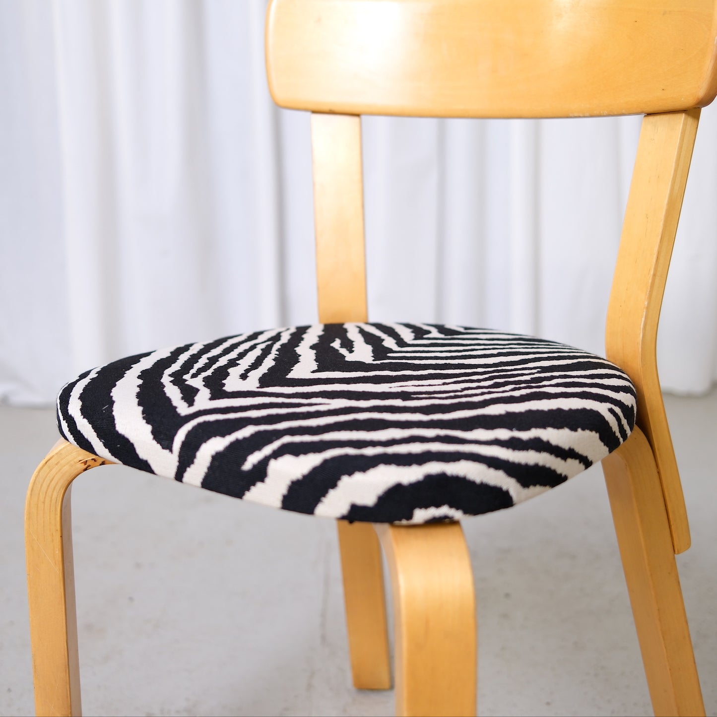 Artek Chair 69 with Zebra Upholstery by Alvar Aalto