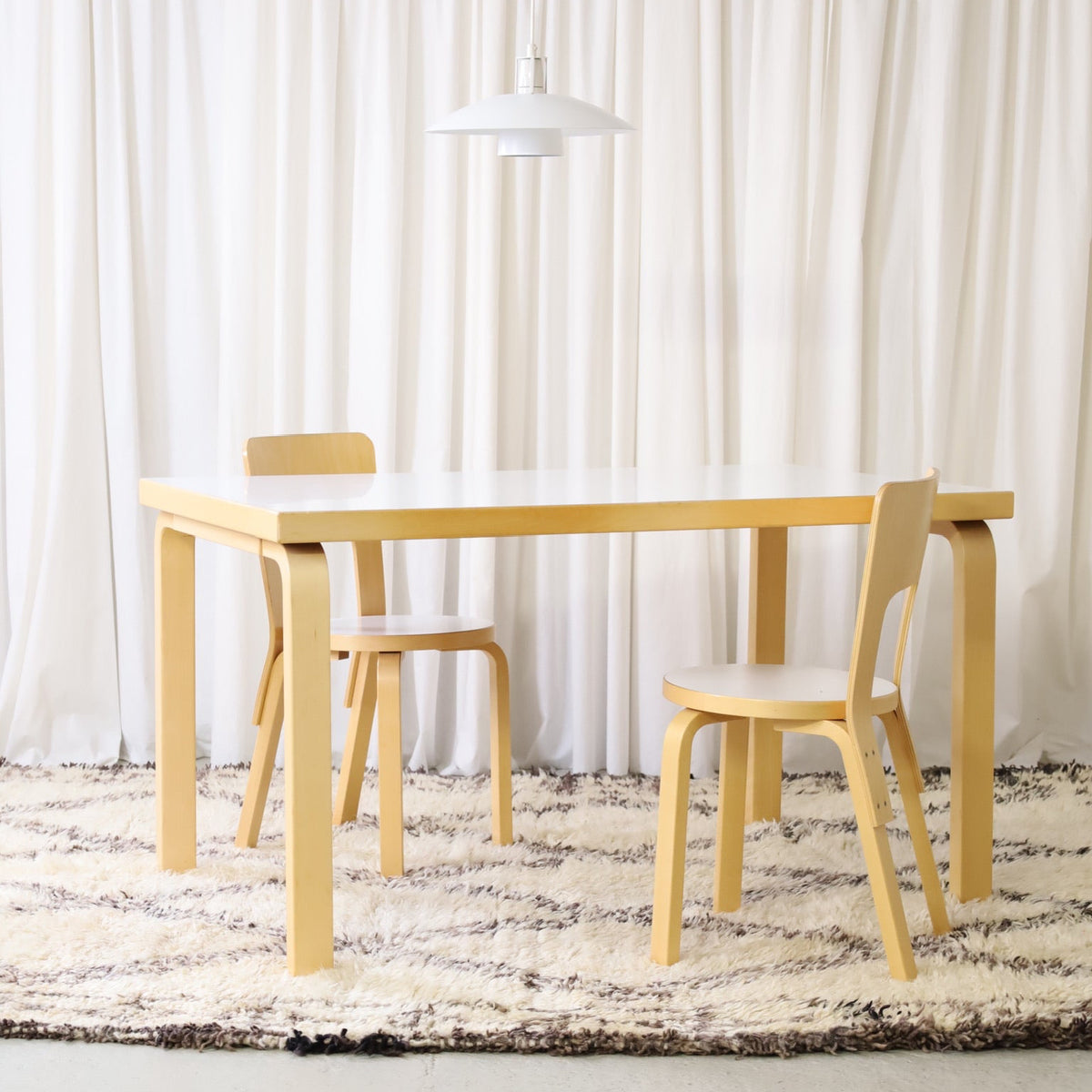 Alvar Aalto Dining Table by Artek, White Laminate