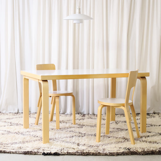 Alvar Aalto Dining Table by Artek, White Laminate