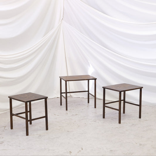 Vintage Dark Wood Nesting Tables