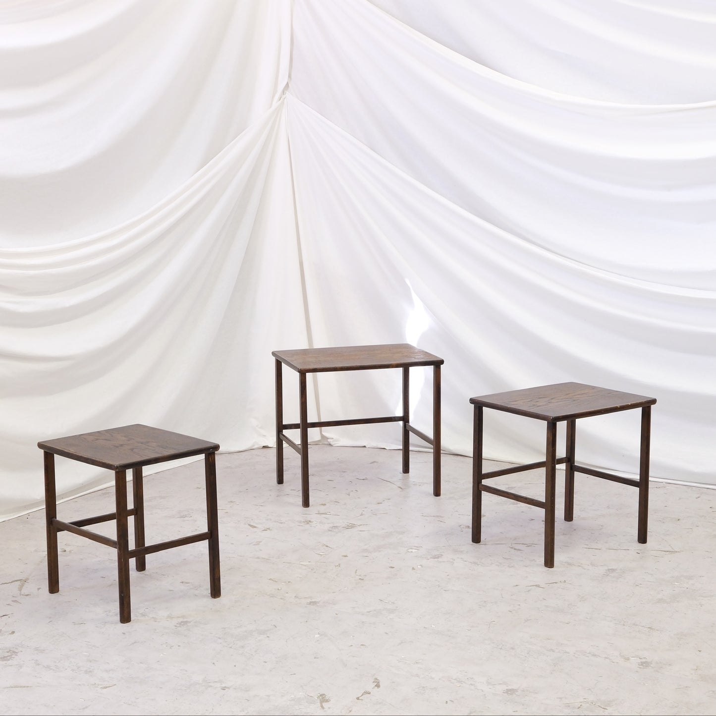 Vintage Dark Wood Nesting Tables