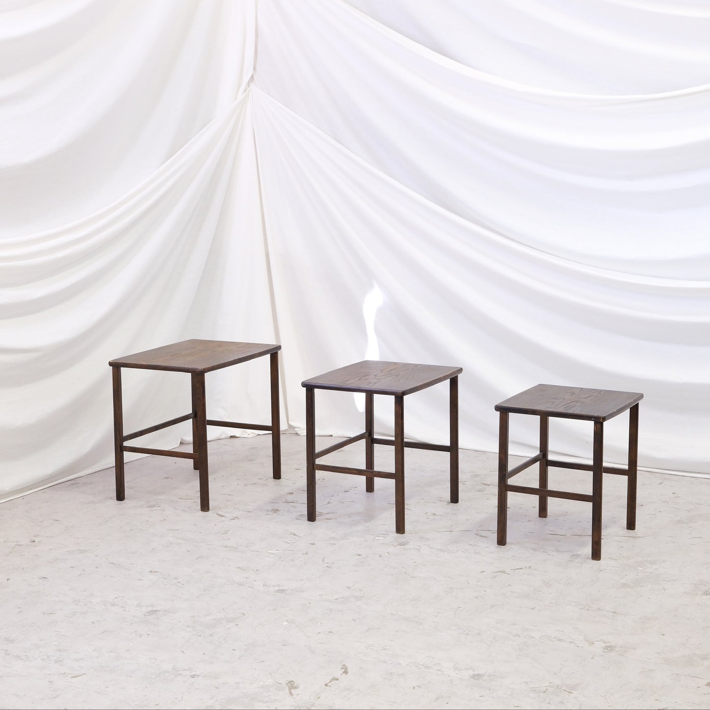 Vintage Dark Wood Nesting Tables