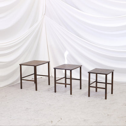 Vintage Dark Wood Nesting Tables
