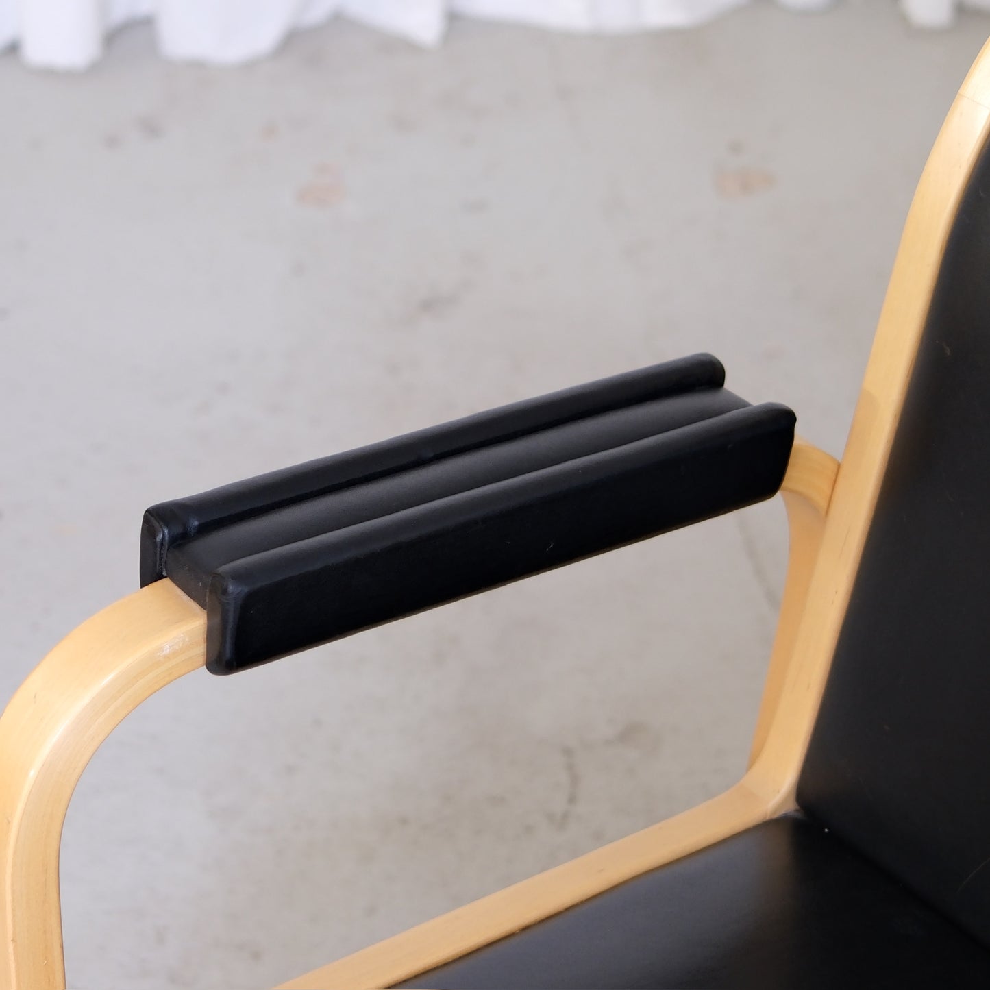 Alvar Aalto E45 Armchair for Artek in Birch and Black Leather