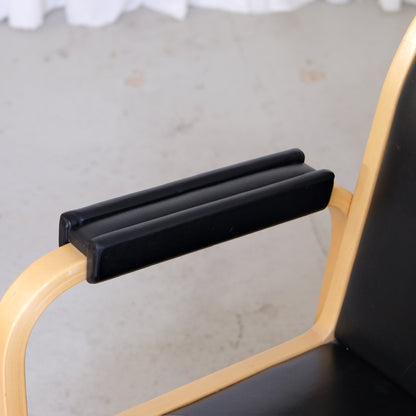Alvar Aalto E45 Armchair for Artek in Birch and Black Leather