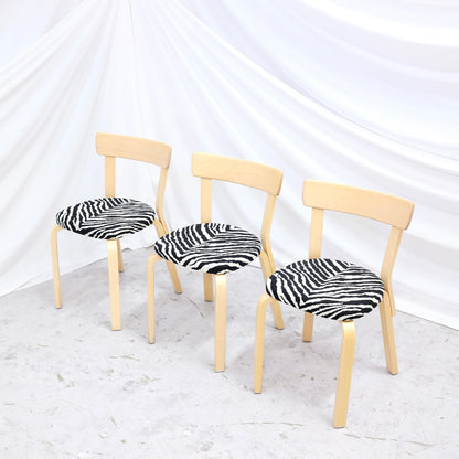 Alvar Aalto Chair 69 by Artek in Birch with Zebra Upholstery