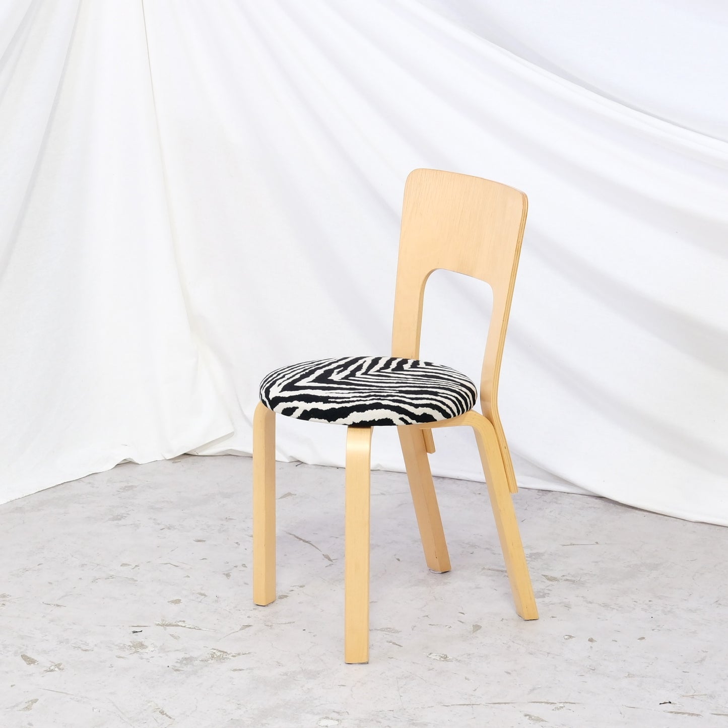 Alvar Aalto Chair 66 for Artek Zebra Upholstery