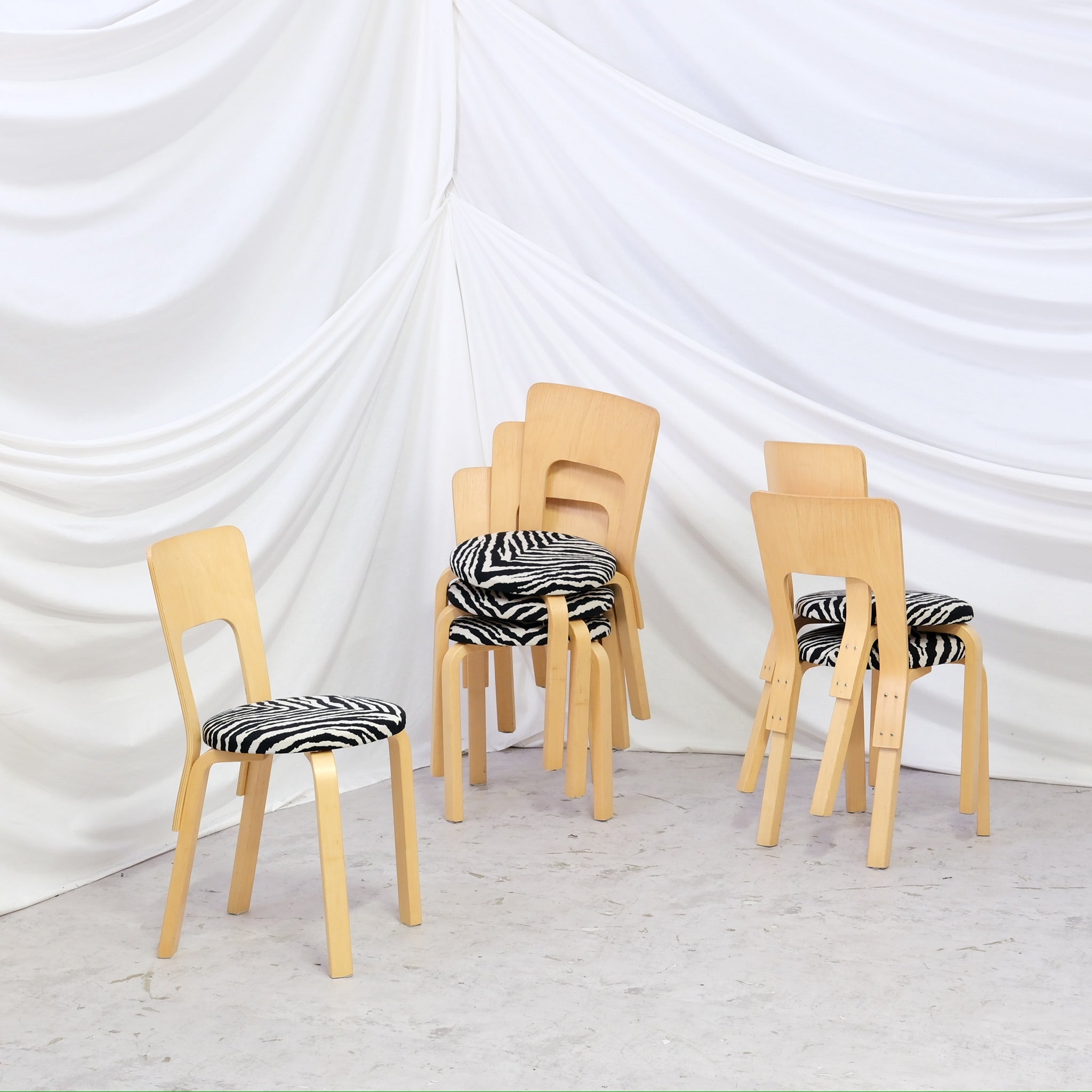 Alvar Aalto Chair 66 for Artek Zebra Upholstery – Pino Interiors