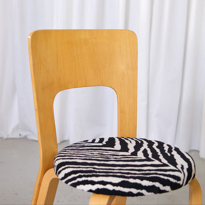 Alvar Aalto Chair 66 for Artek with Zebra Upholstery