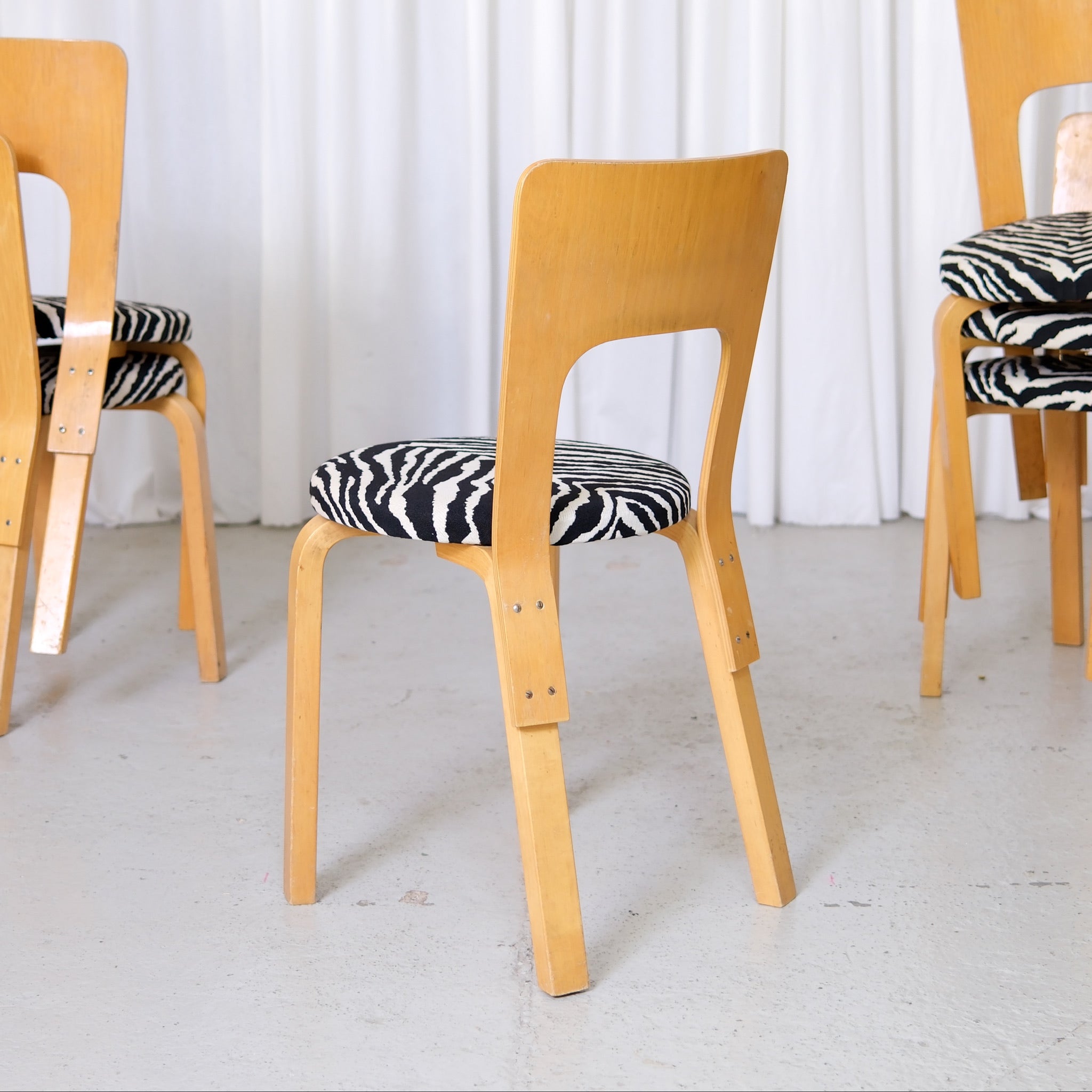 Alvar Aalto Chair 66 for Artek with Zebra Upholstery – Pino Interiors