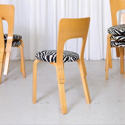 Alvar Aalto Chair 66 for Artek with Zebra Upholstery