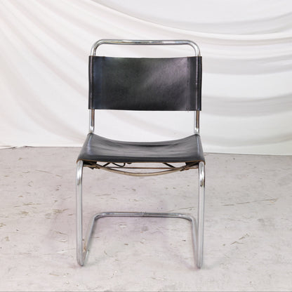 Vintage Mart Stam Cantilever Chairs in Chrome and Black Leather
